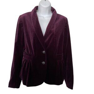 J. Crew Schoolboy Peplum Hem Blazer Jacket Women's Size 8 Purple Velvet Academia